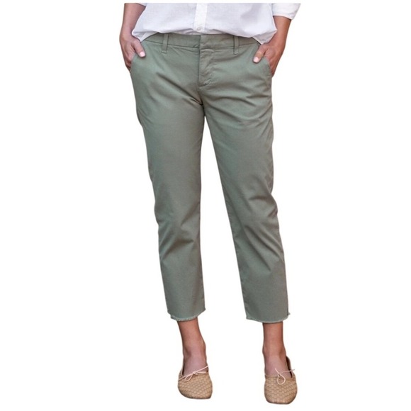 Frank & Eileen Pants - FRANK & EILEEN Wicklow Chino Cropped Trousers, Rosemary Distressed Hem, Size 2